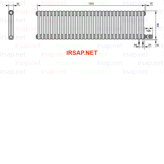 чертеж радиатора Irsap Tesi 20565-3020565-30-26-01